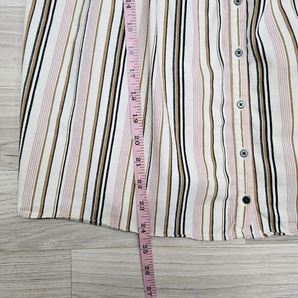 OLD NAVY Womens Pink Cream Stripe Wide Strap Stripe Button Cotton Blouse Medium - Picture 6 of 7